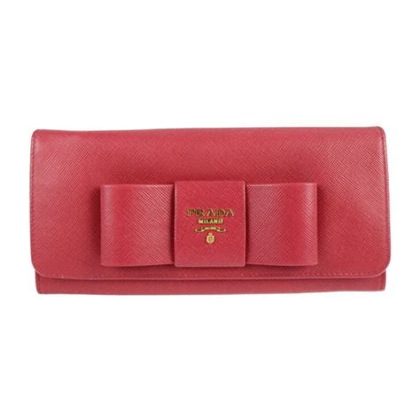 PRADA folio wallet 1M1132 Saffiano PEONIA ribbon long